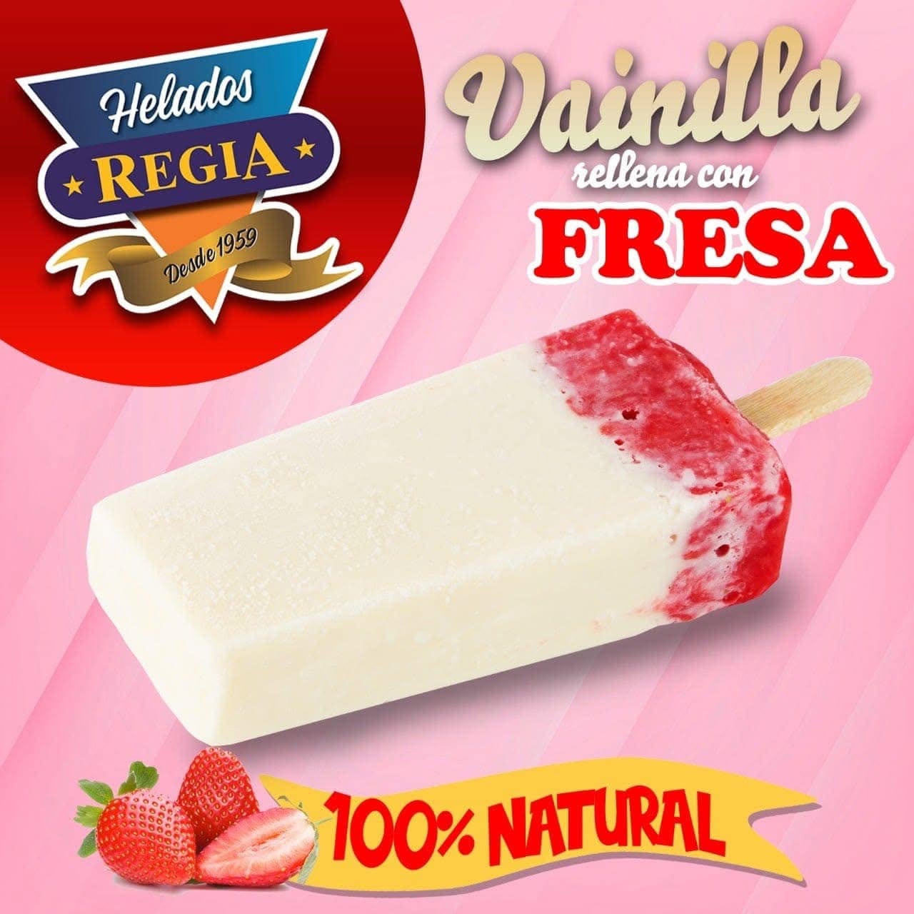 Paleta vainilla con fresa